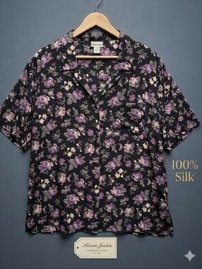 Adrian Jordan 100% Plus Size Silk Floral Tunic